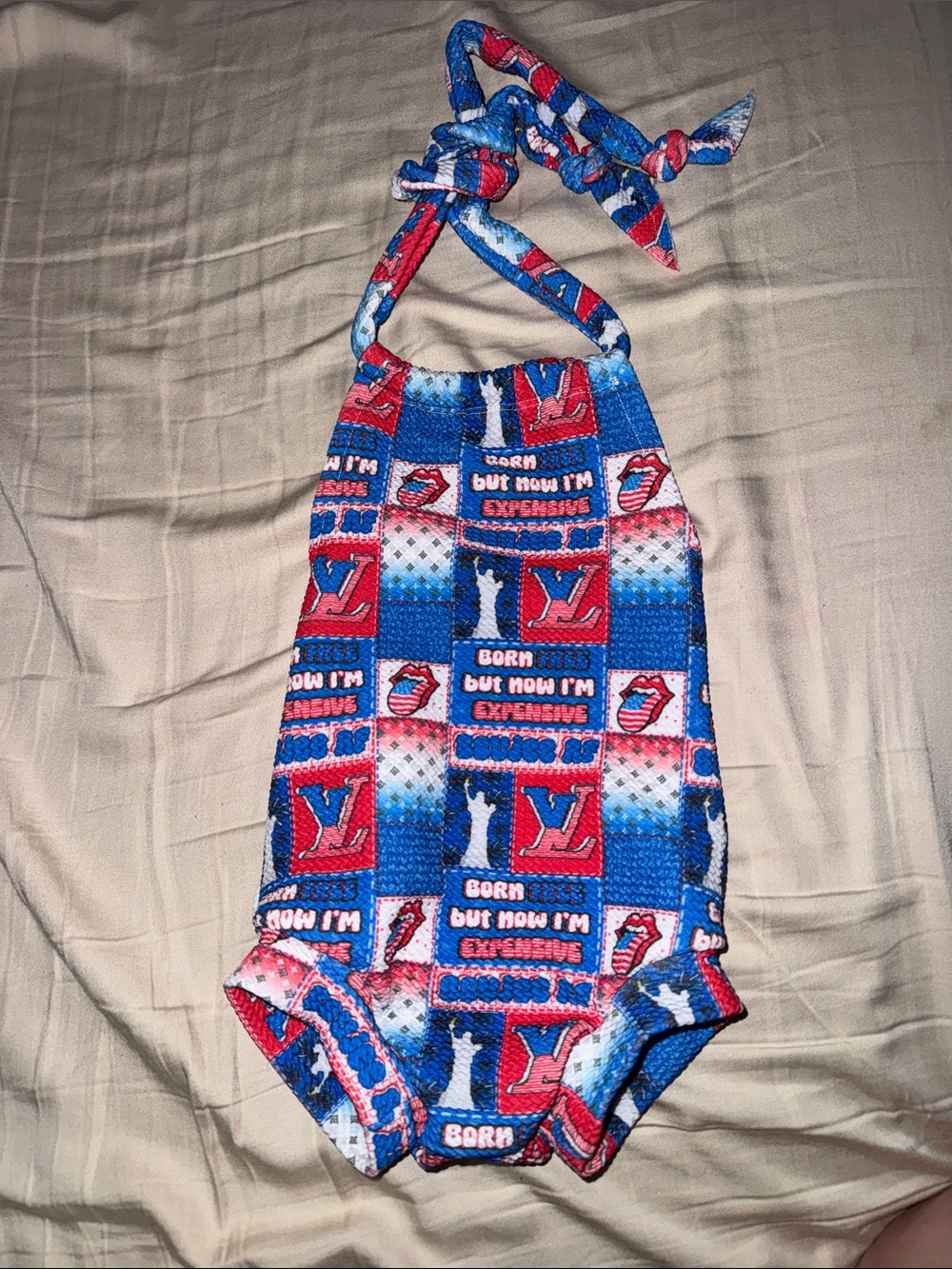 Handmade 4th of July baby Halter One-Piece 0-6 month